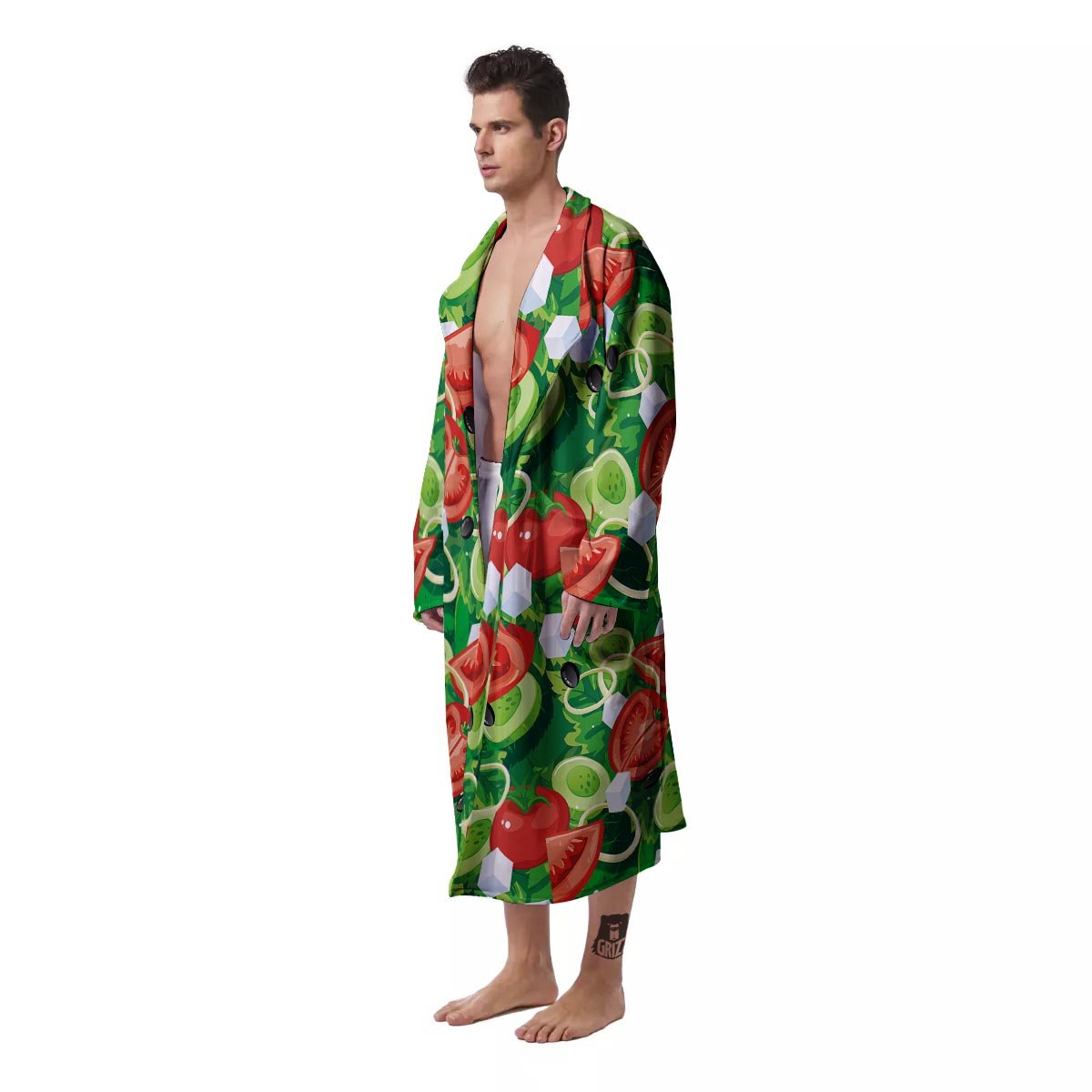 Salad Vegetable Print Pattern Men's Robe-grizzshop