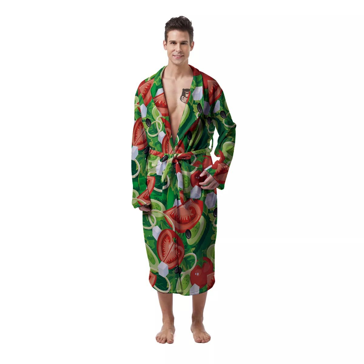Salad Vegetable Print Pattern Men's Robe-grizzshop