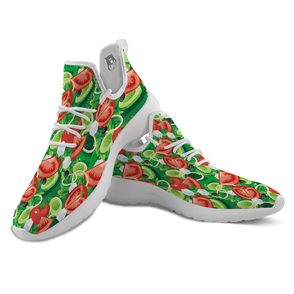 Salad Vegetable Print Pattern White Athletic Shoes-grizzshop