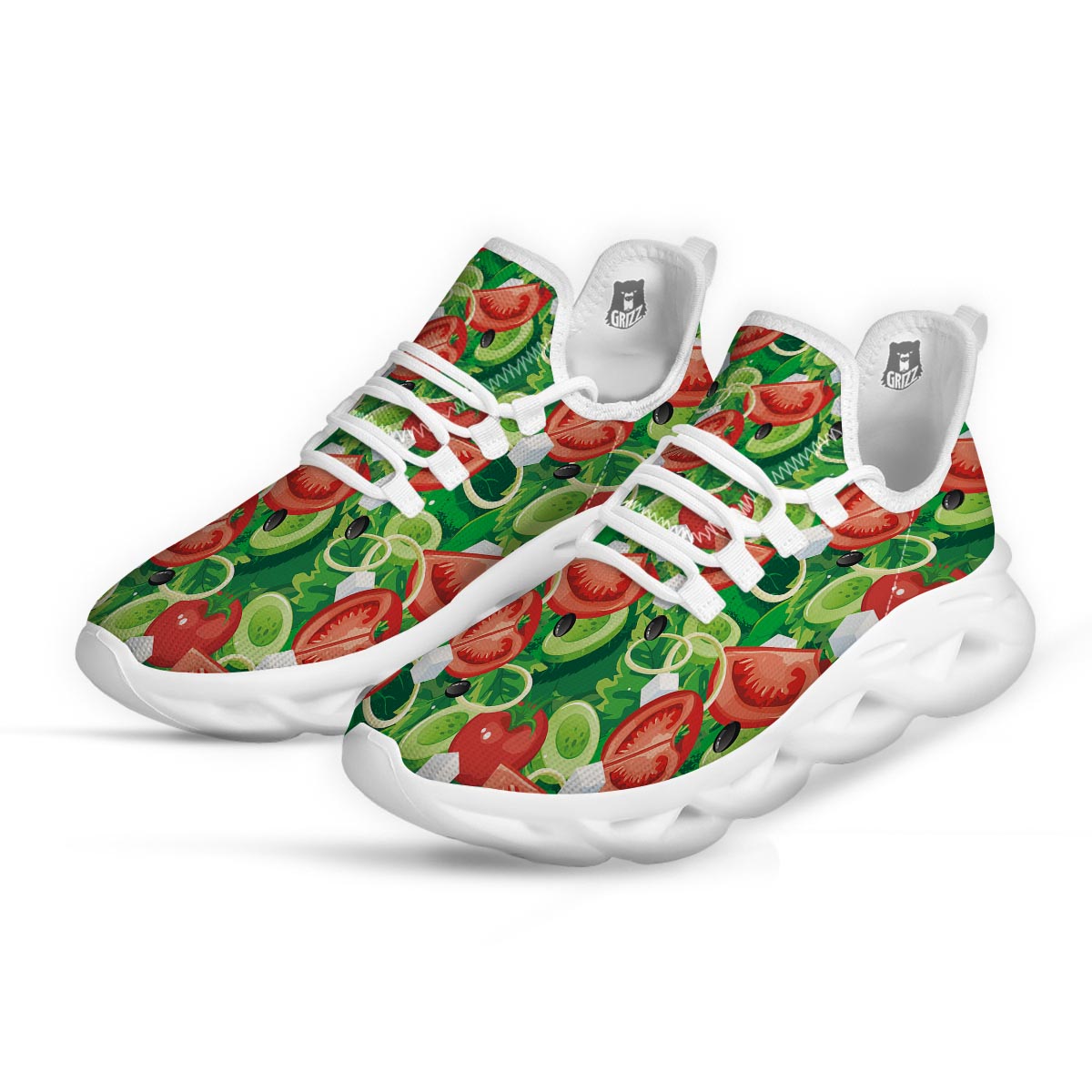 Salad Vegetable Print Pattern White Running Shoes-grizzshop