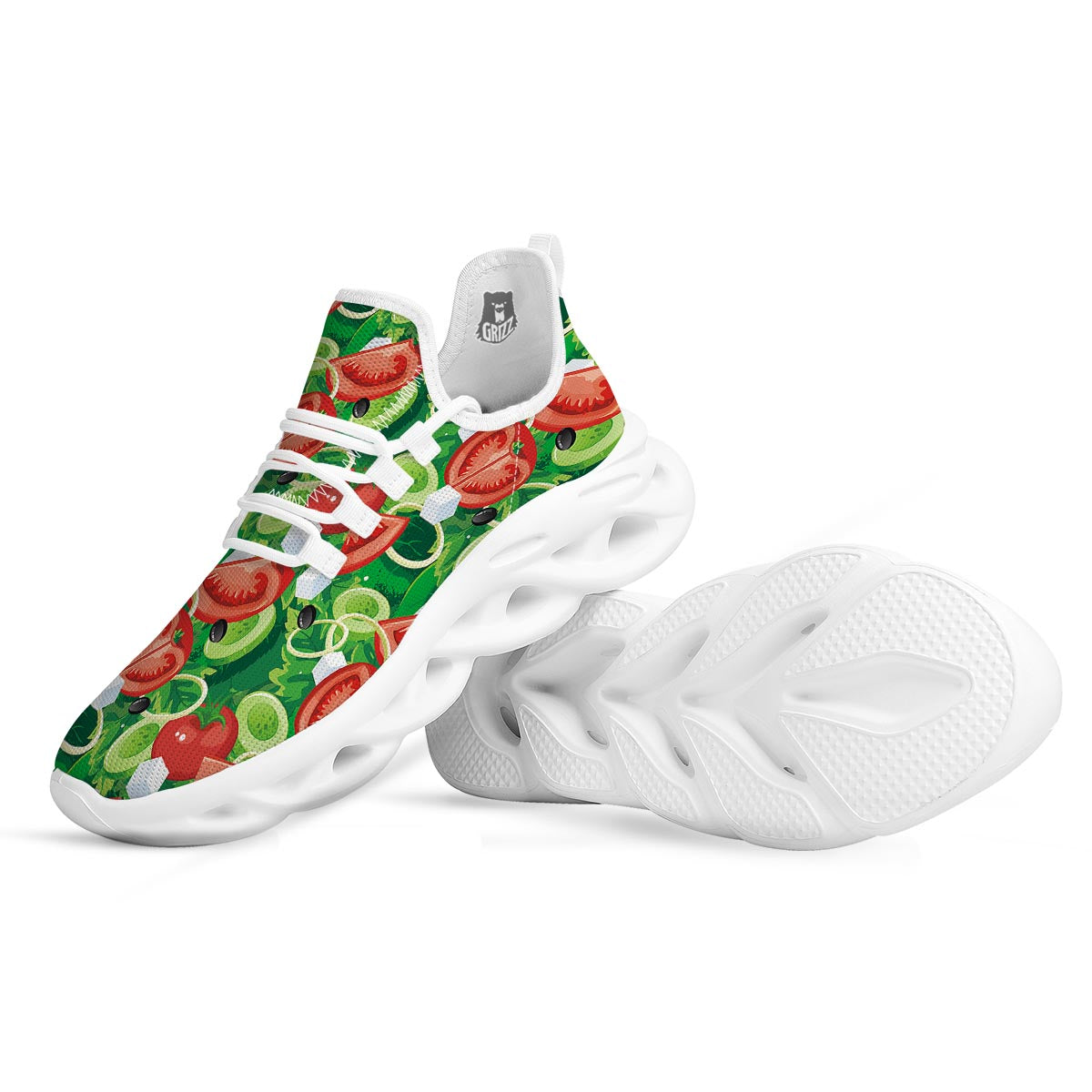 Salad Vegetable Print Pattern White Running Shoes-grizzshop