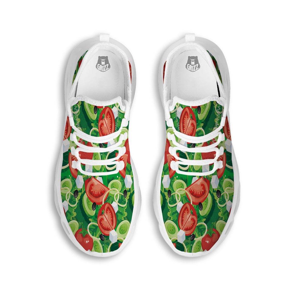 Salad Vegetable Print Pattern White Running Shoes-grizzshop