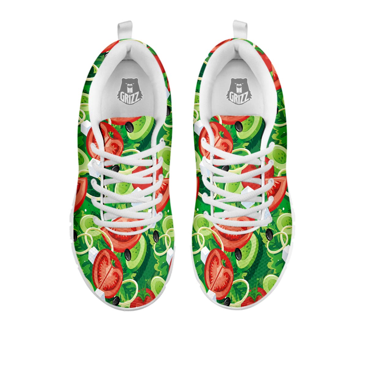 Salad Vegetable Print Pattern White Sneaker-grizzshop