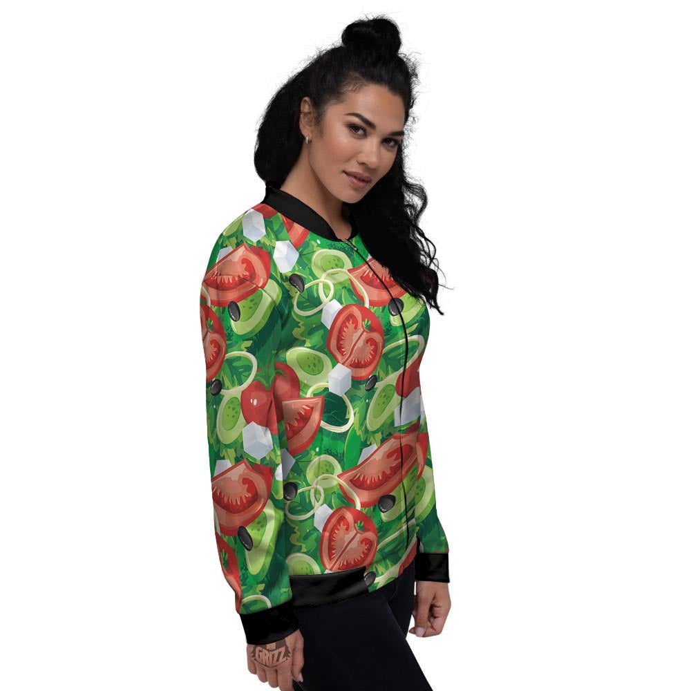 Salad Vegetable Print Pattern Women's Bomber Jacket-grizzshop