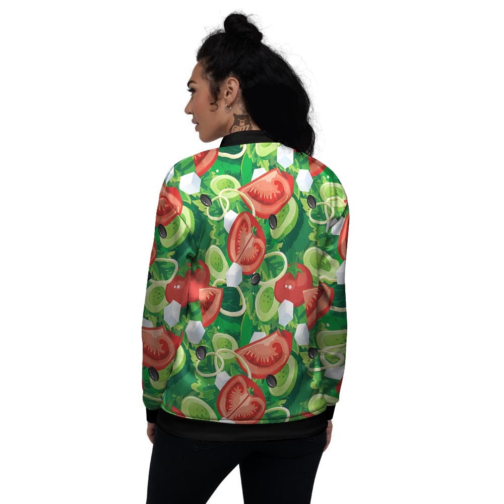 Salad Vegetable Print Pattern Women's Bomber Jacket-grizzshop