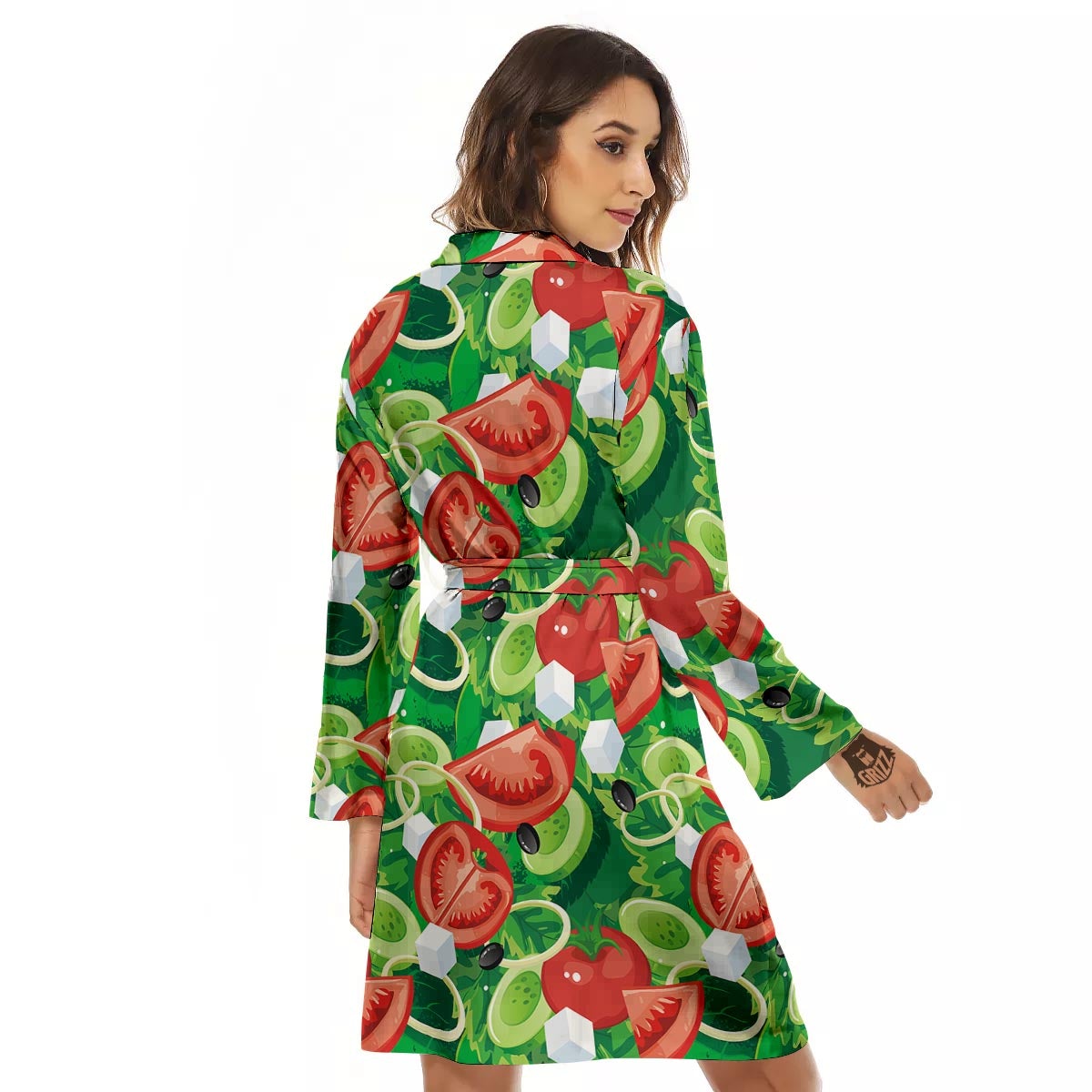 Salad Vegetable Print Pattern Women's Robe-grizzshop