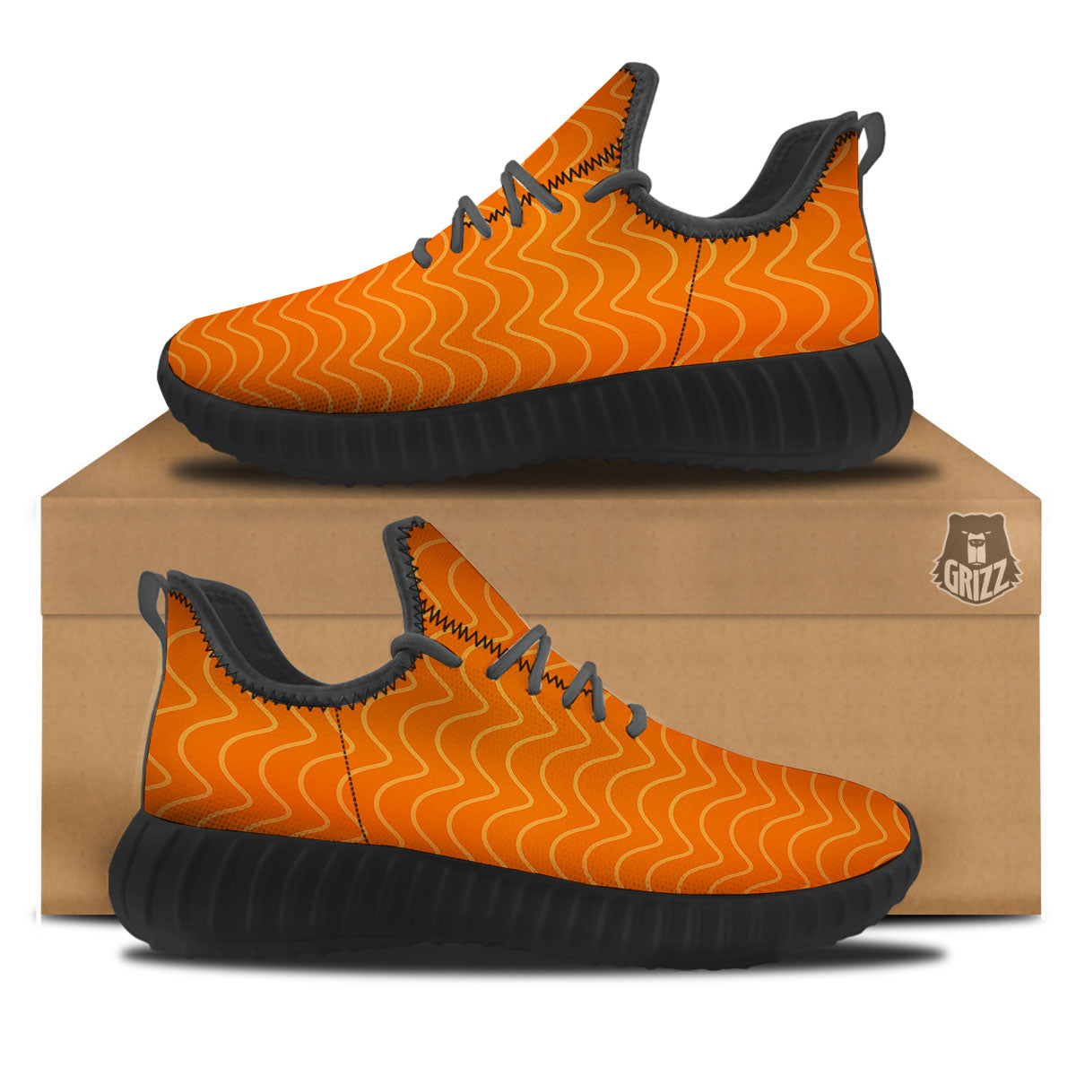 Salmon Fillet Print Black Walking Shoes-grizzshop