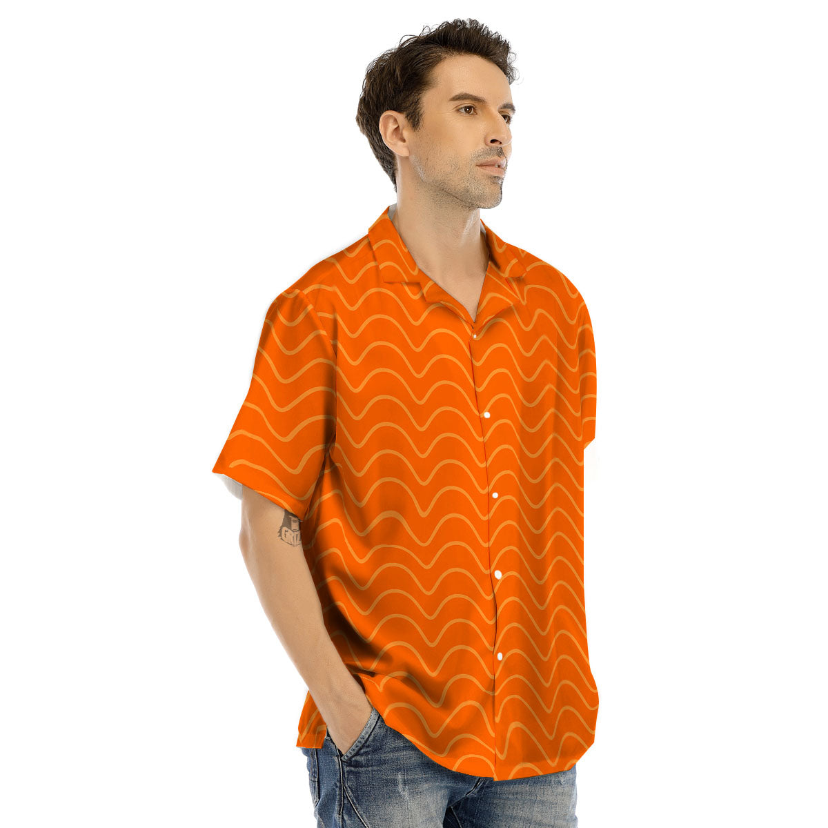 Salmon Fillet Print Men's Hawaiian Shirt-grizzshop