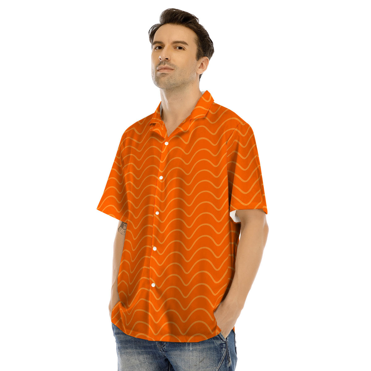 Salmon Fillet Print Men's Hawaiian Shirt-grizzshop