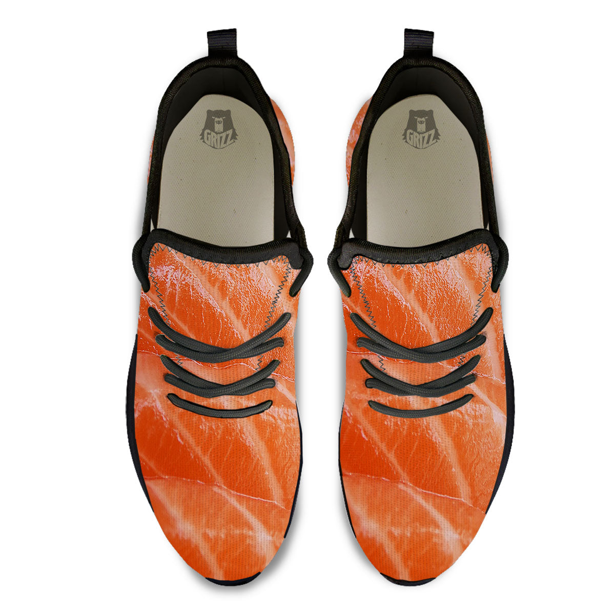 Salmon Print Black Athletic Shoes-grizzshop