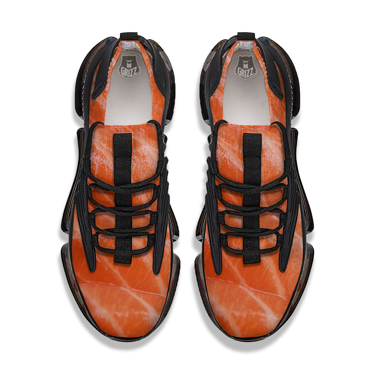 Salmon Print Black Gym Shoes-grizzshop