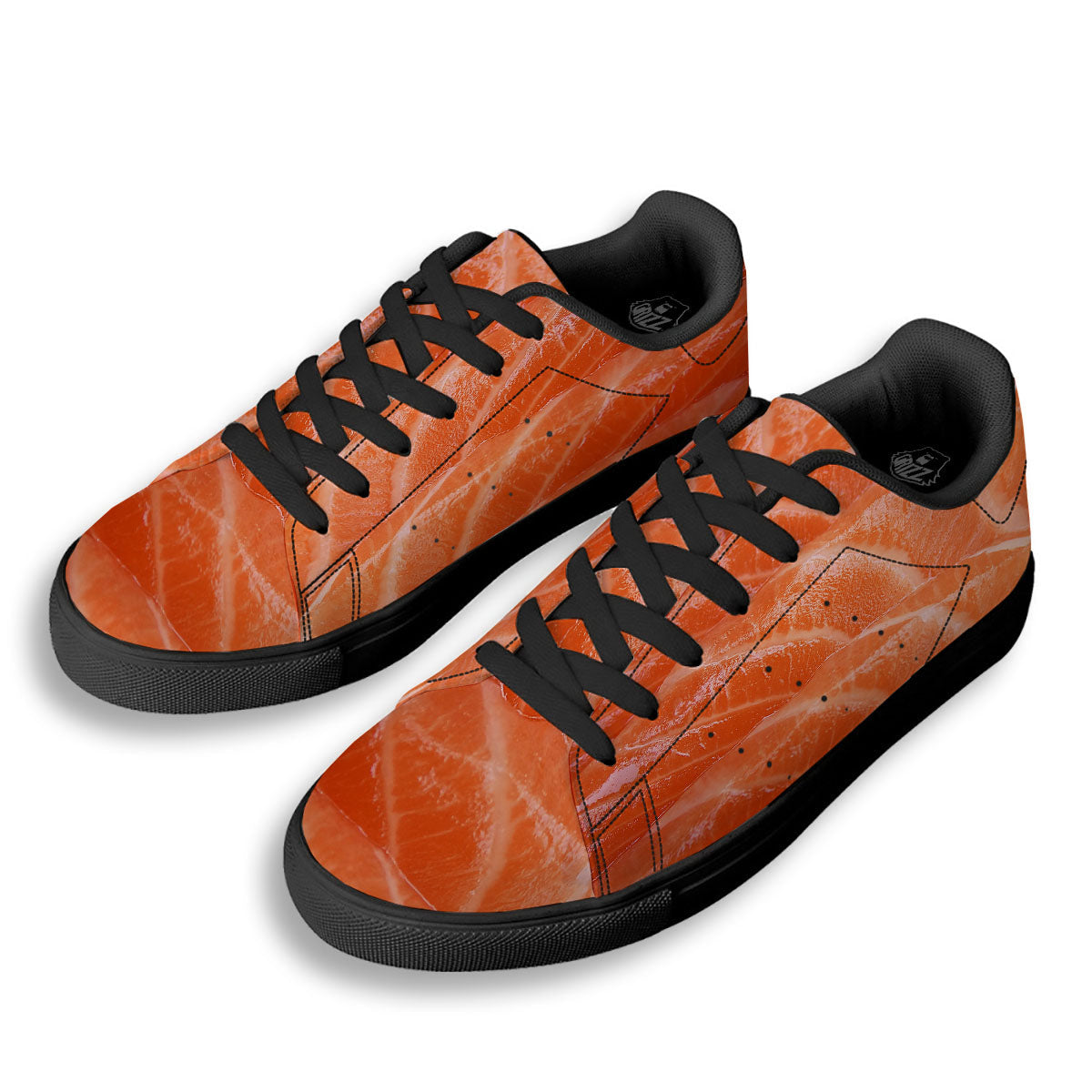 Salmon Print Black Low Top Sneakers-grizzshop