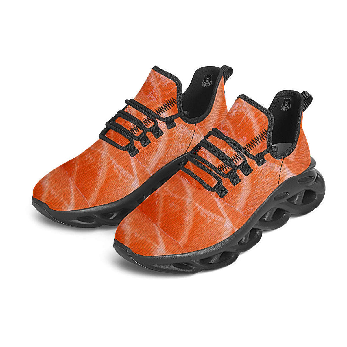 Salmon Print Black Running Shoes-grizzshop