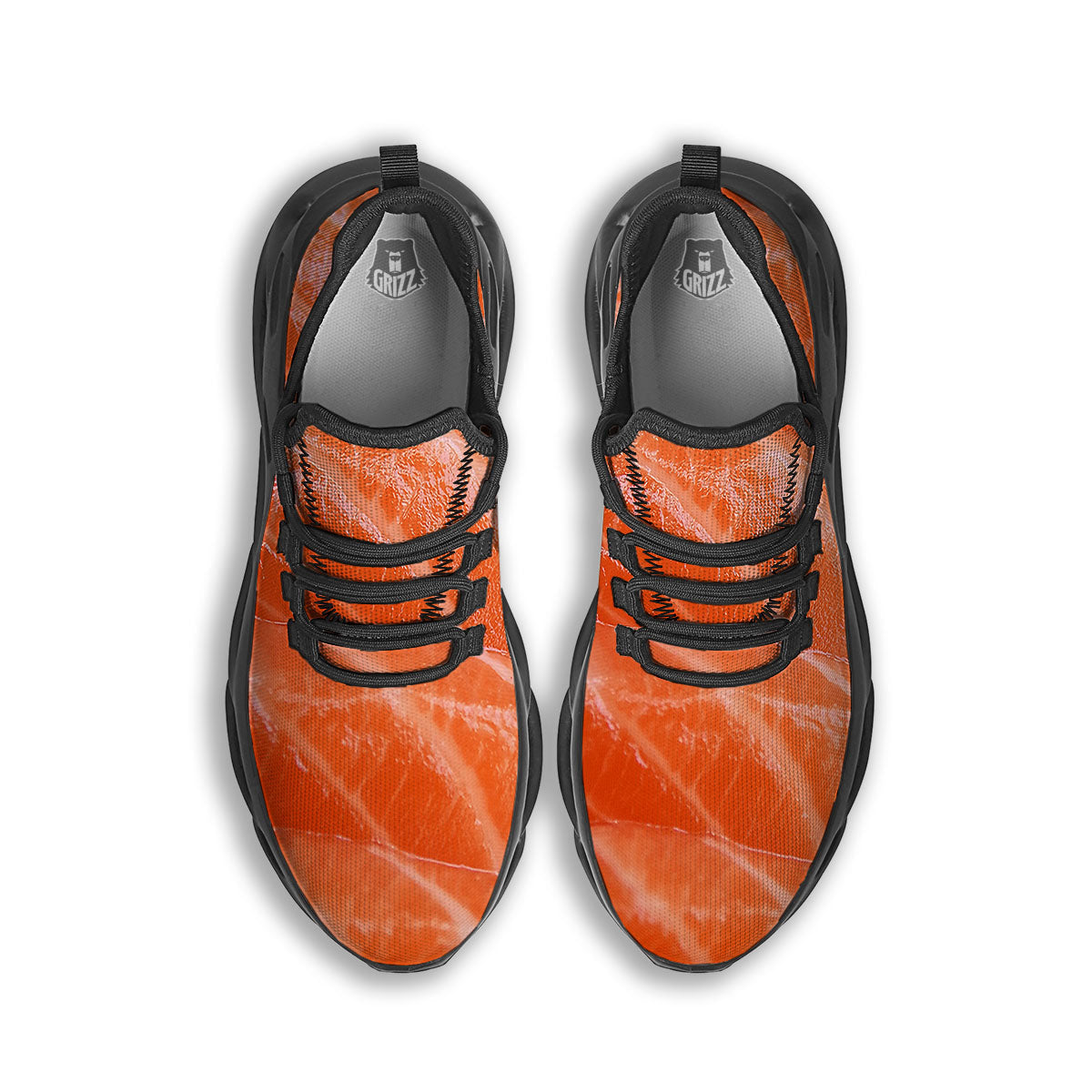 Salmon Print Black Running Shoes-grizzshop