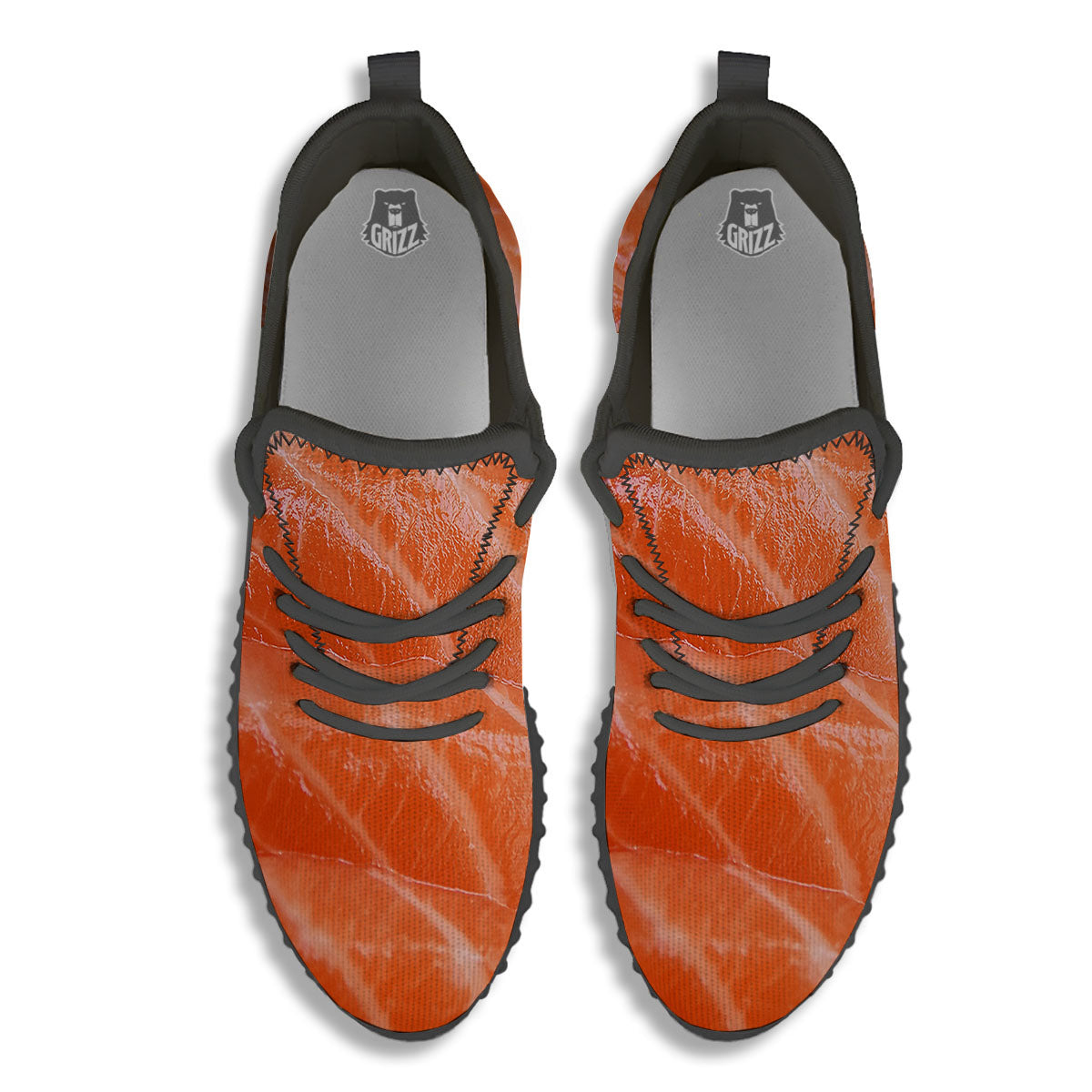 Salmon Print Black Walking Shoes-grizzshop