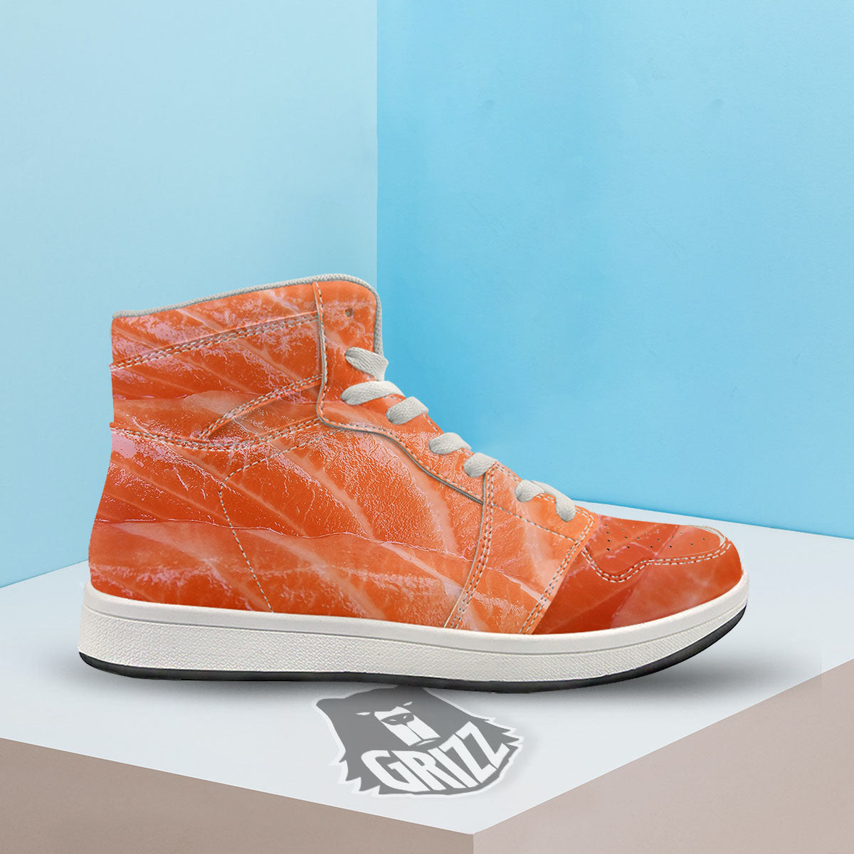 Salmon Print High Top Sneakers-grizzshop
