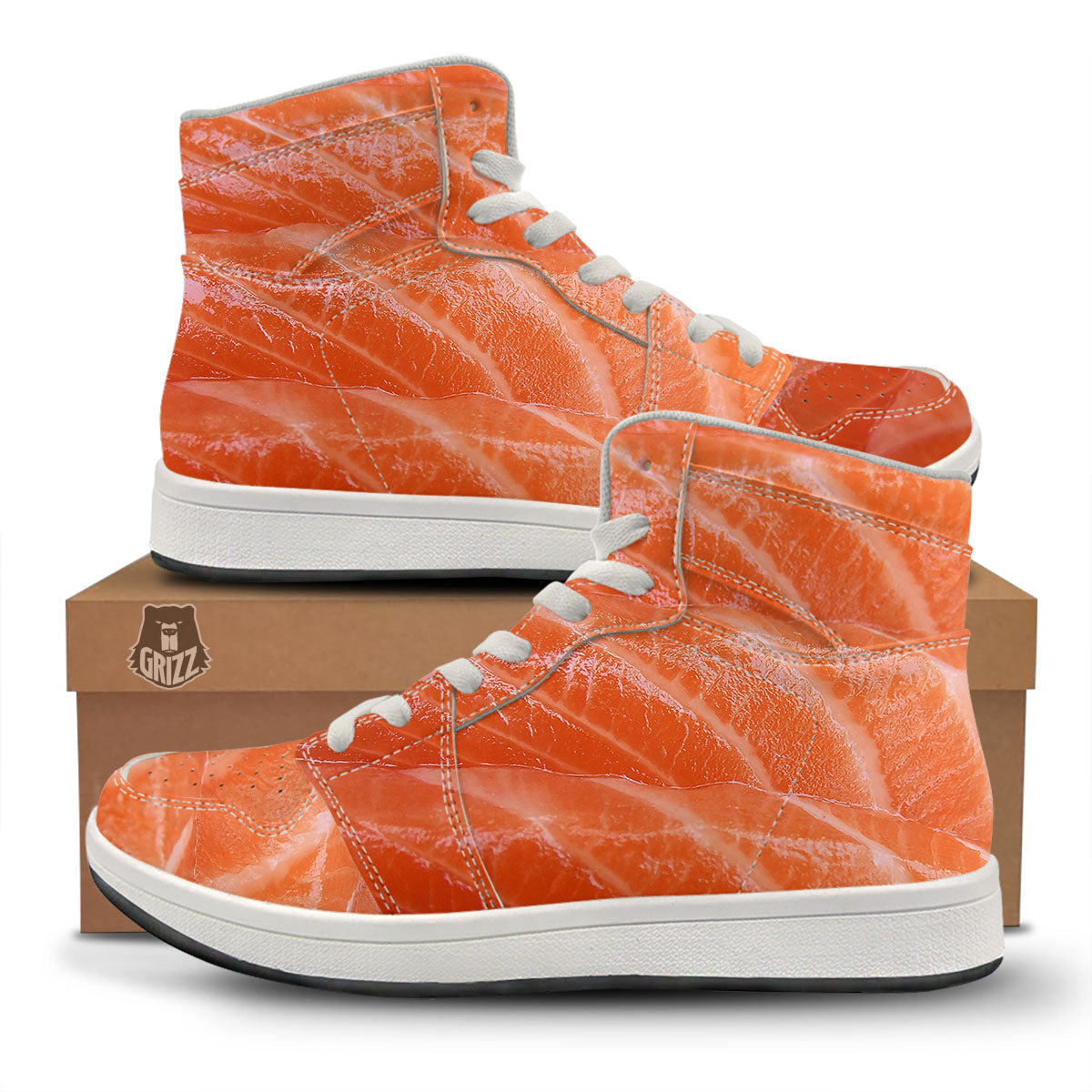 Salmon Print High Top Sneakers-grizzshop