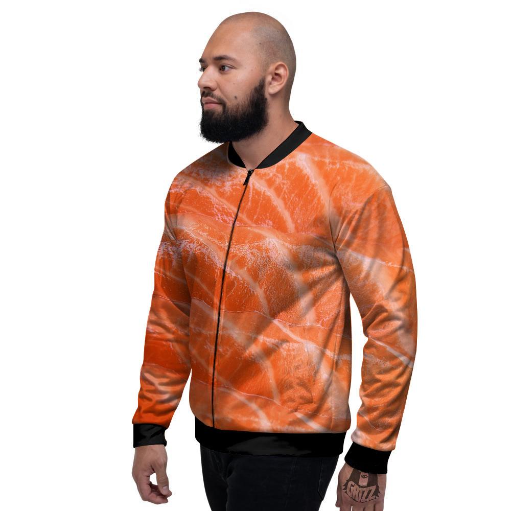 Salmon Print Men's Bomber Jacket-grizzshop