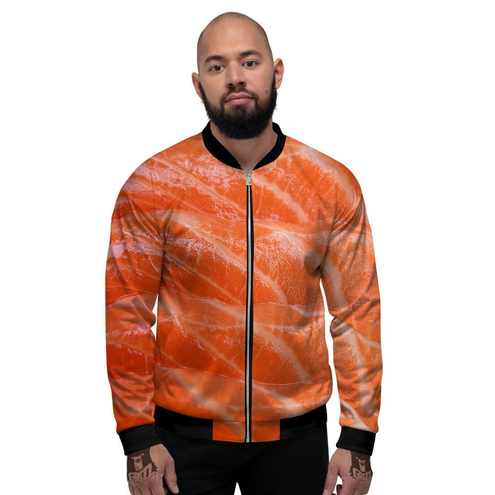 Salmon Print Men's Bomber Jacket-grizzshop