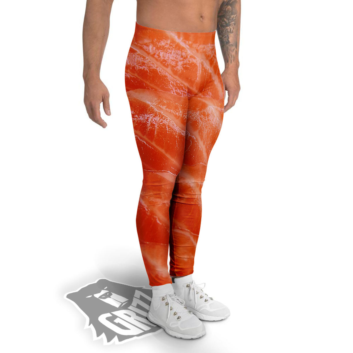 Salmon Print Men's Leggings-grizzshop