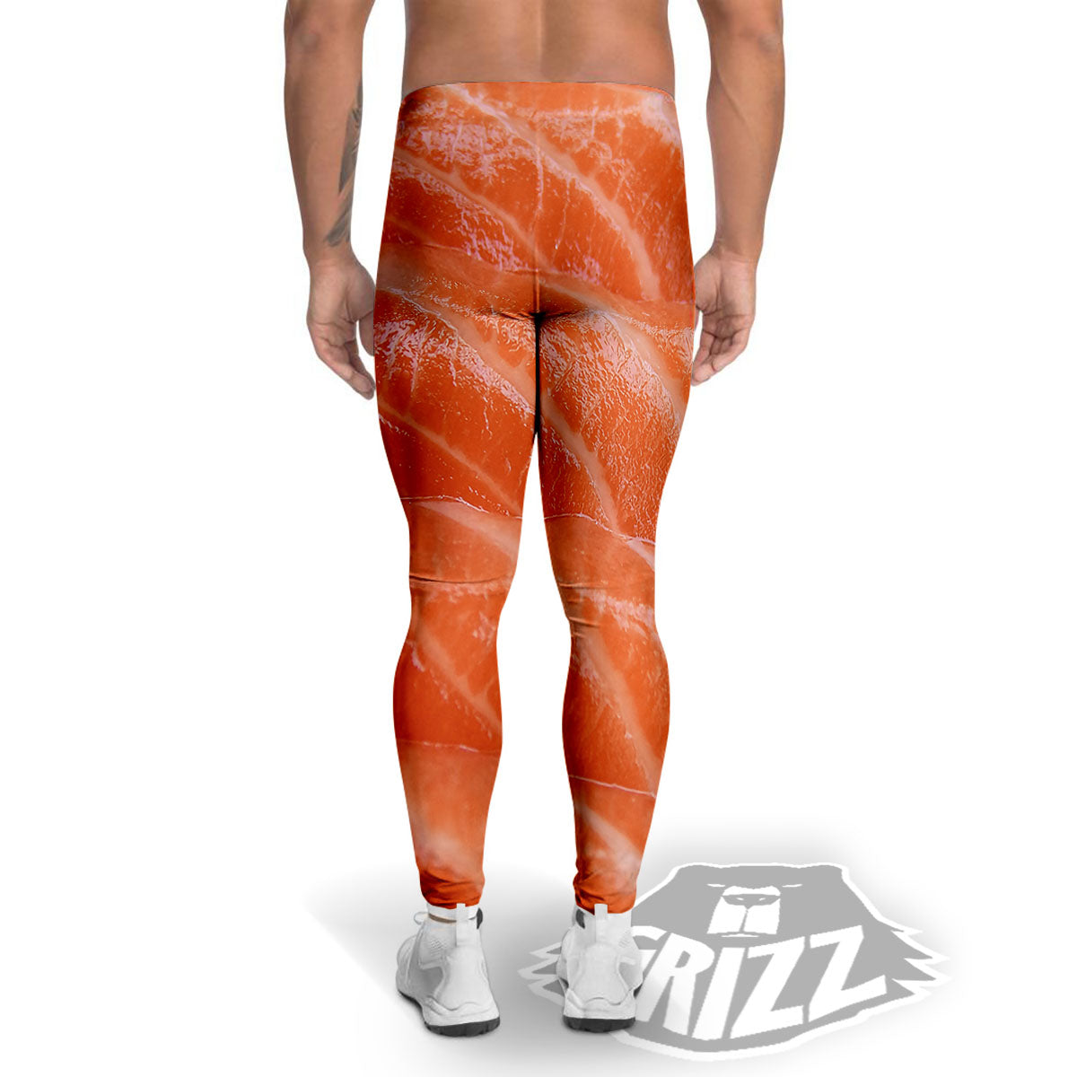 Salmon Print Men's Leggings-grizzshop