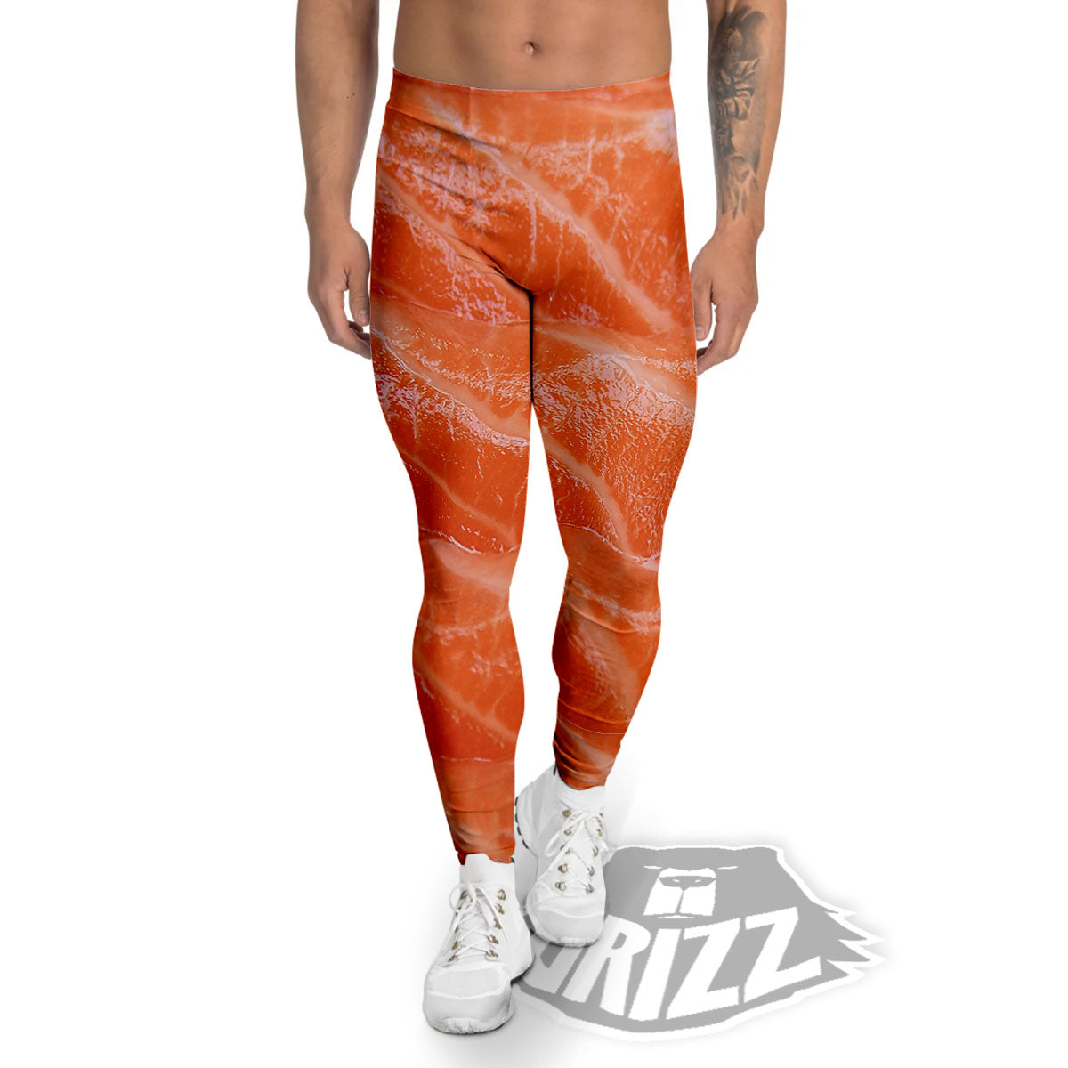 Salmon Print Men's Leggings-grizzshop