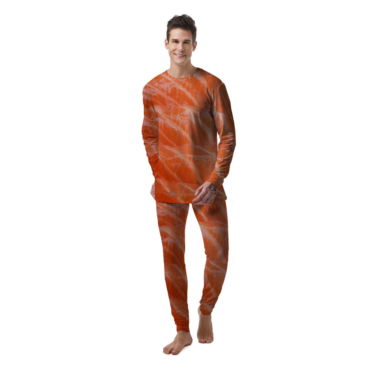 Salmon Print Men's Pajamas-grizzshop