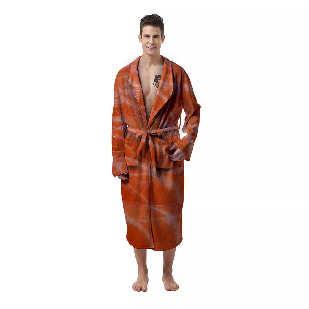 Salmon Print Men's Robe-grizzshop