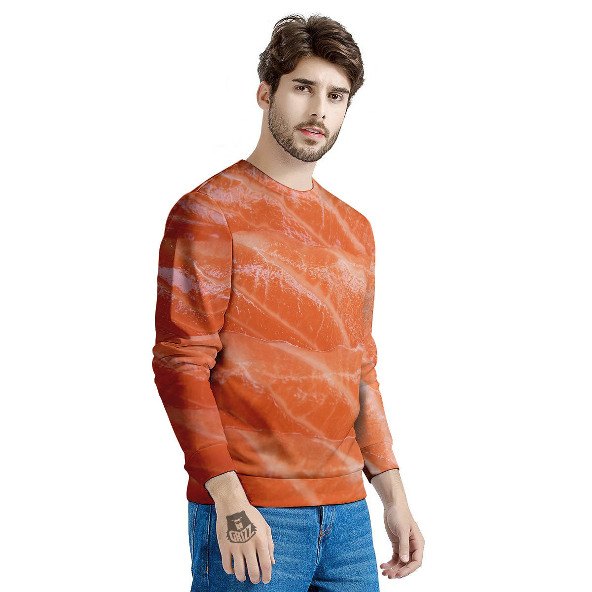 Salmon Print Men's Sweatshirt-grizzshop