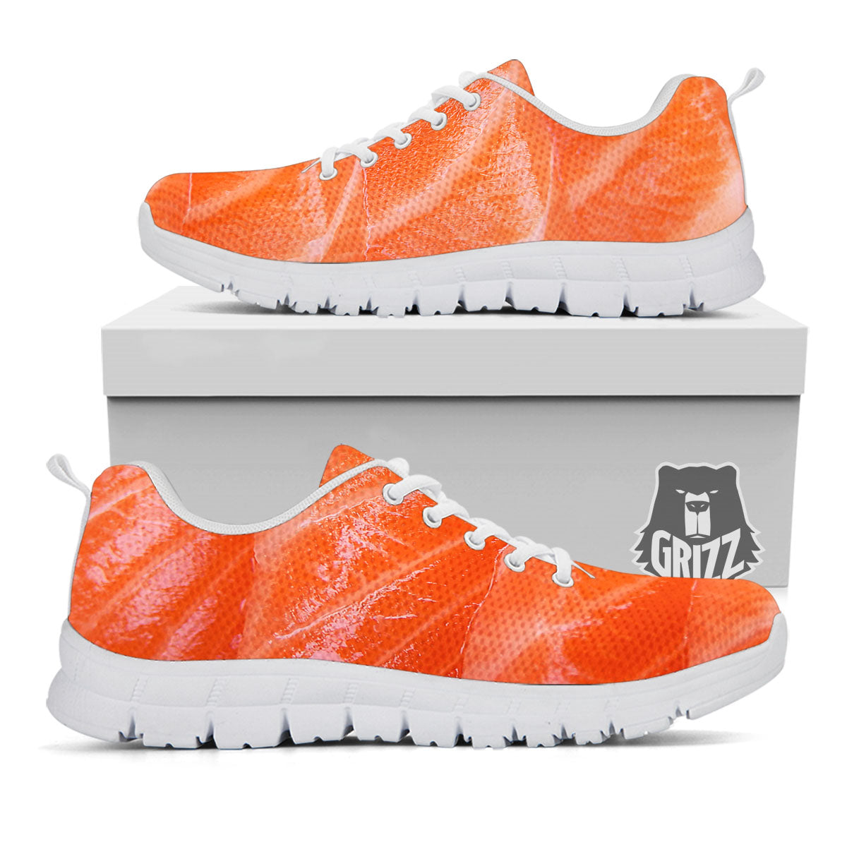 Salmon Print White Sneaker-grizzshop