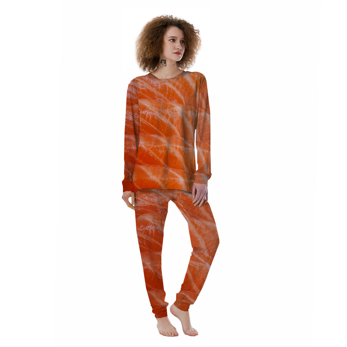 Salmon Print Women's Pajamas-grizzshop