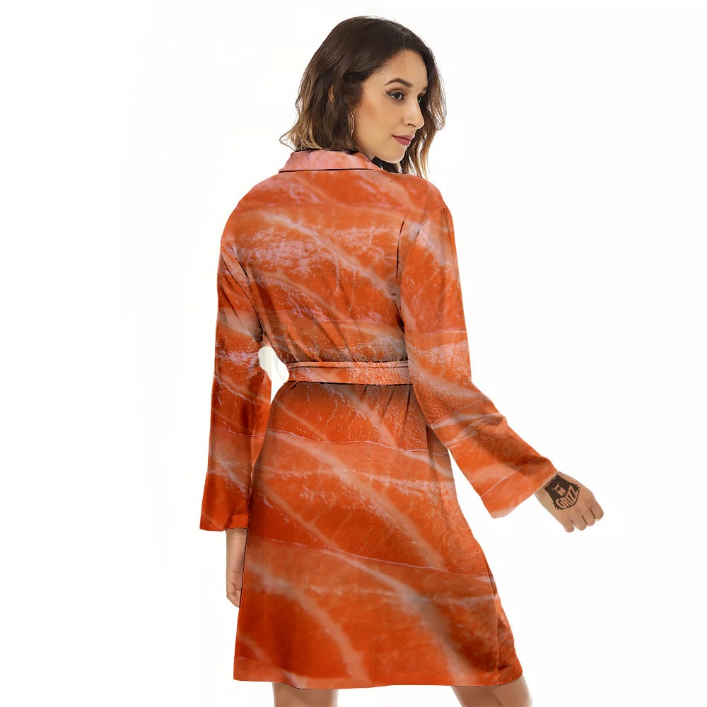 Salmon Print Women's Robe-grizzshop