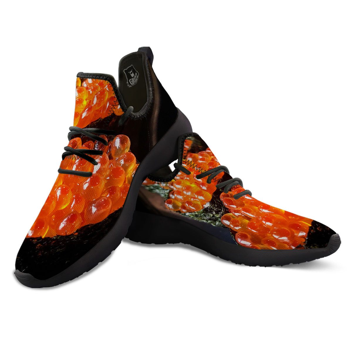 Salmon Roe Sushi Print Black Athletic Shoes-grizzshop