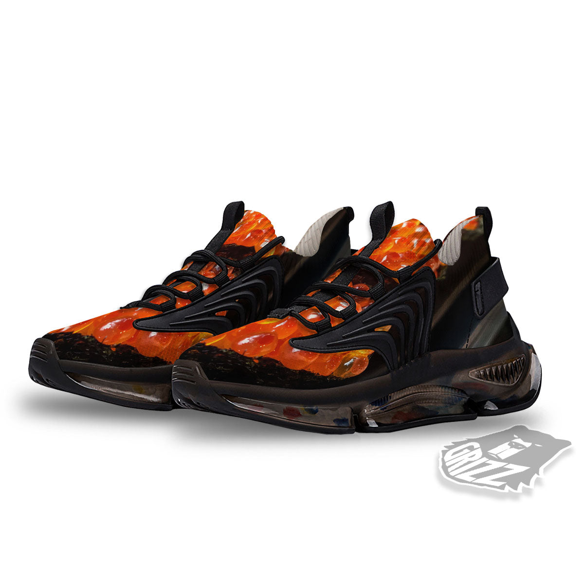 Salmon Roe Sushi Print Black Gym Shoes-grizzshop