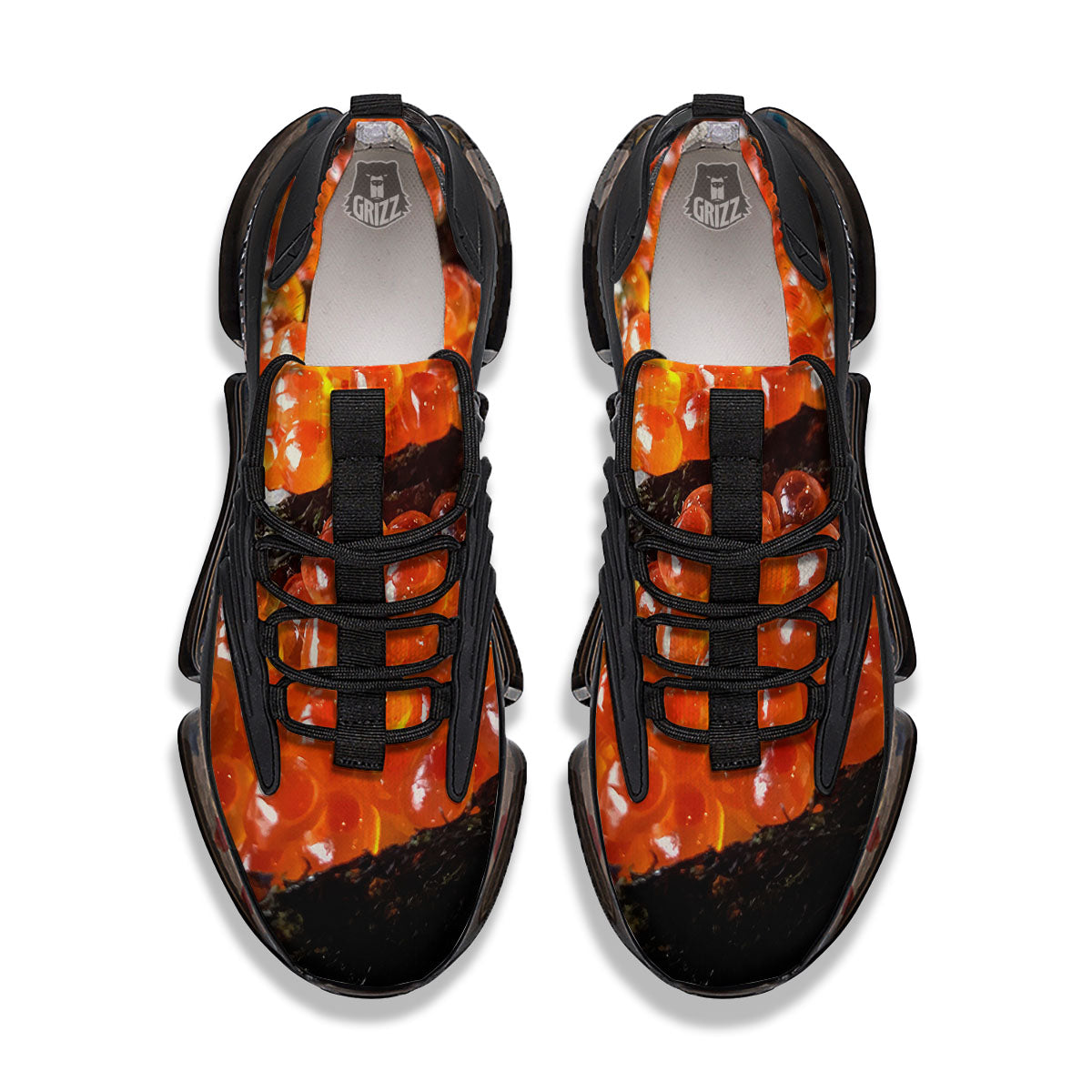 Salmon Roe Sushi Print Black Gym Shoes-grizzshop