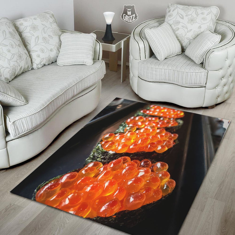 Salmon Roe Sushi Print Floor Mat-grizzshop