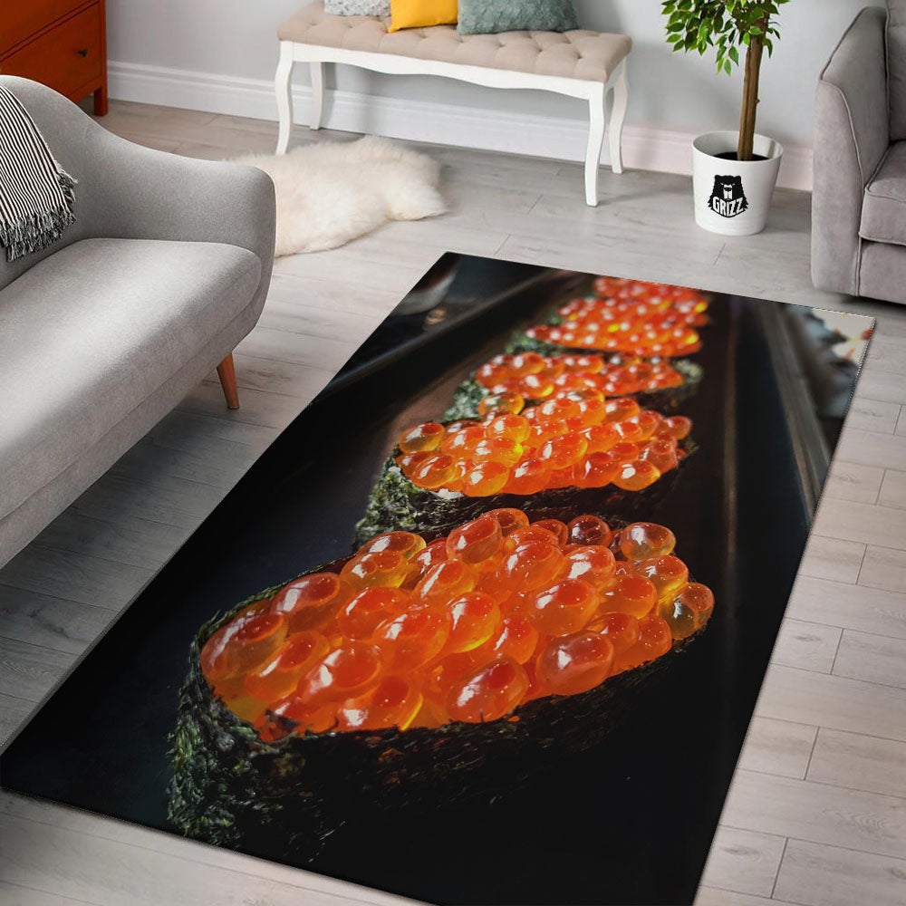Salmon Roe Sushi Print Floor Mat-grizzshop