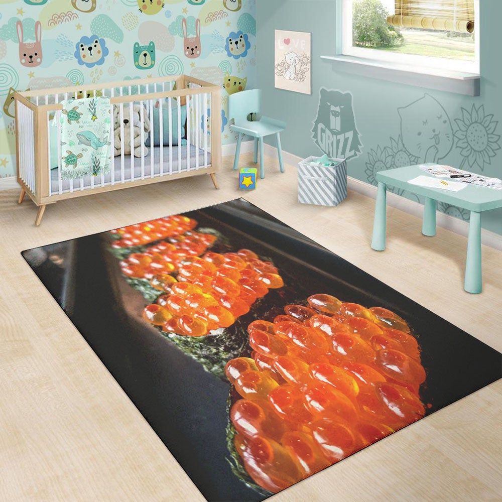Salmon Roe Sushi Print Floor Mat-grizzshop
