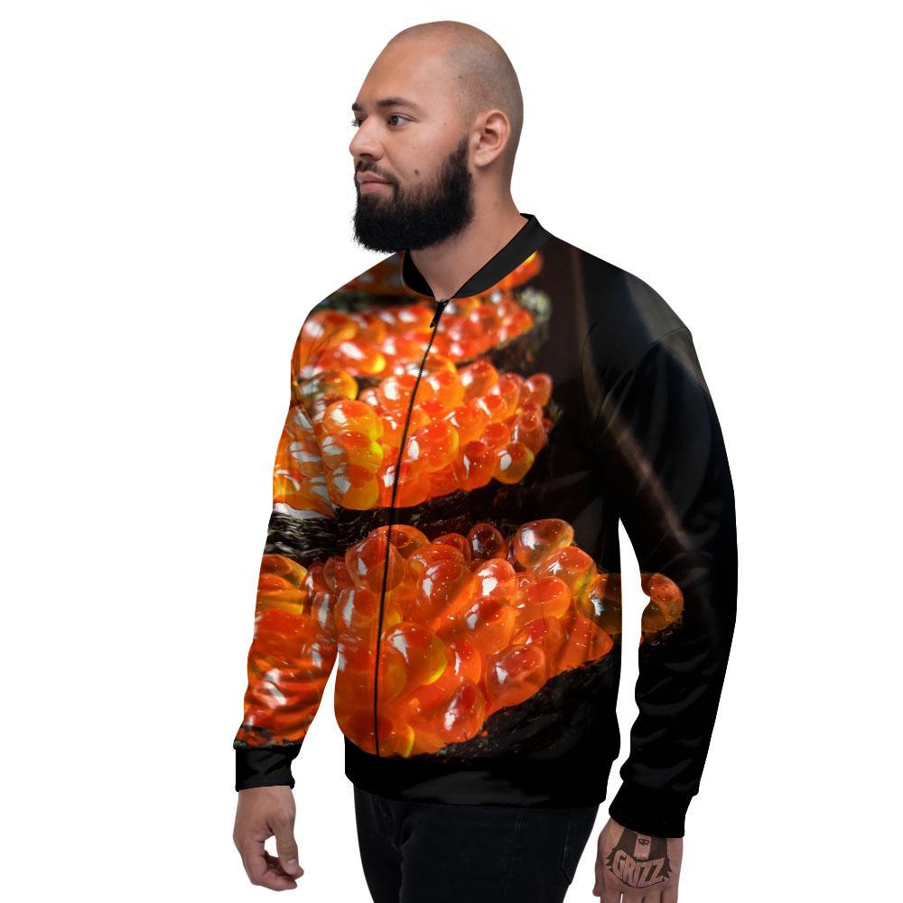 Salmon Roe Sushi Print Men's Bomber Jacket-grizzshop