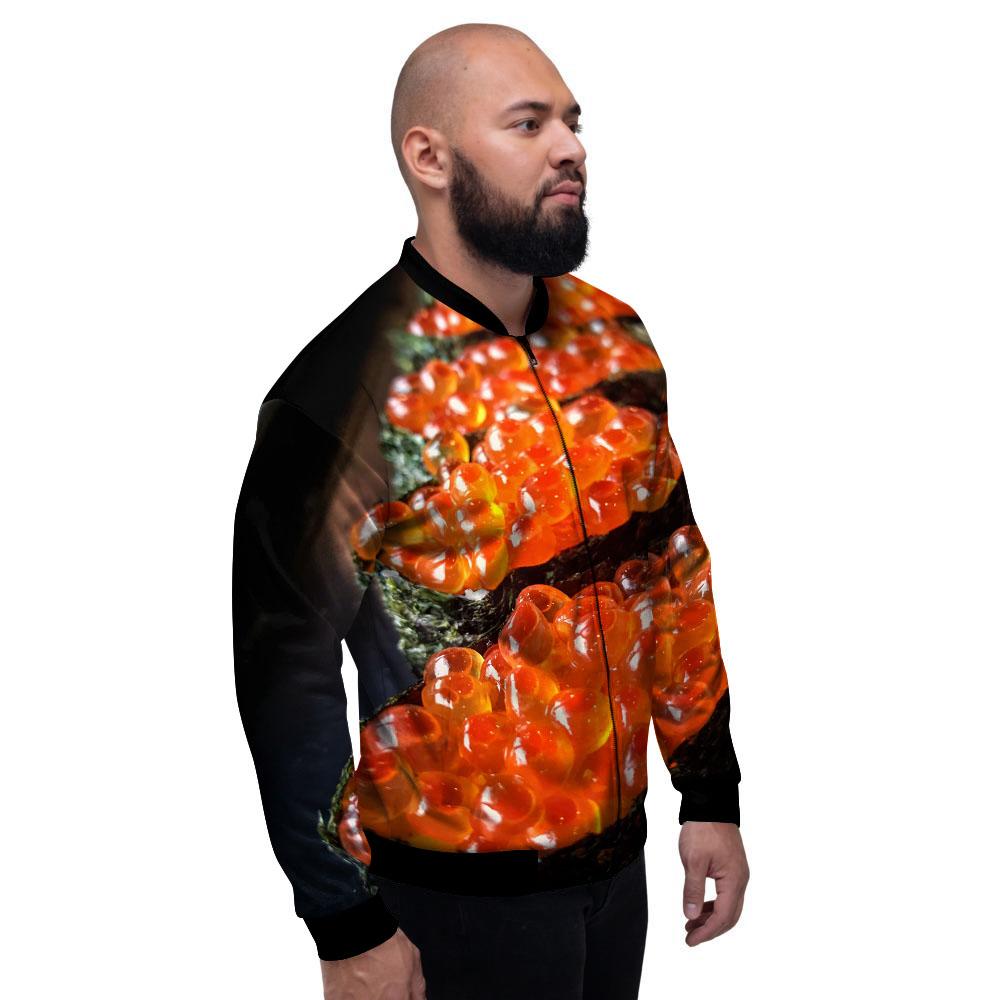Salmon Roe Sushi Print Men's Bomber Jacket-grizzshop