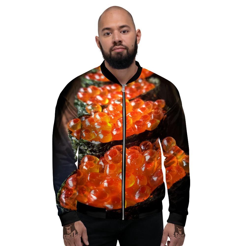 Salmon Roe Sushi Print Men's Bomber Jacket-grizzshop