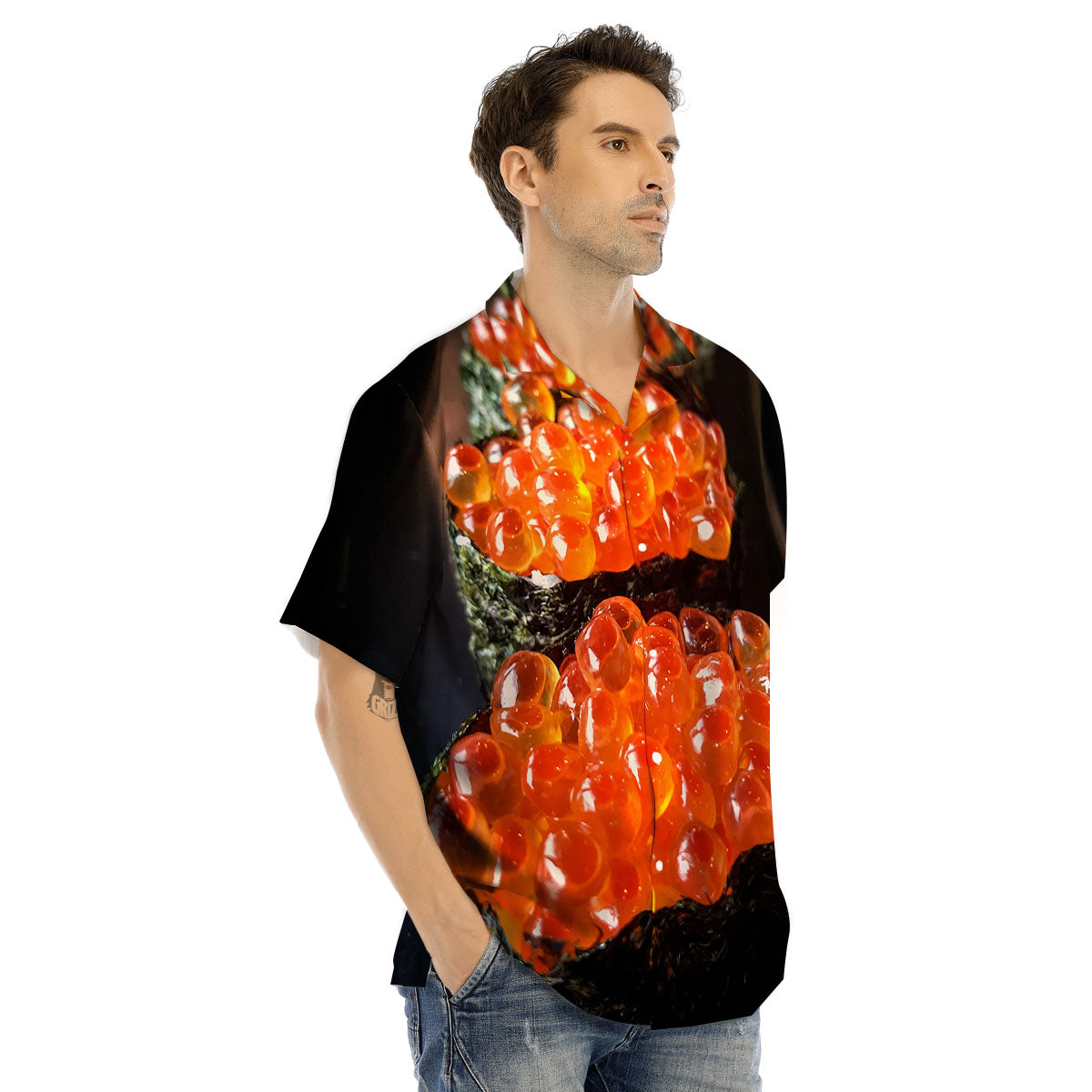 Salmon Roe Sushi Print Men's Hawaiian Shirt-grizzshop