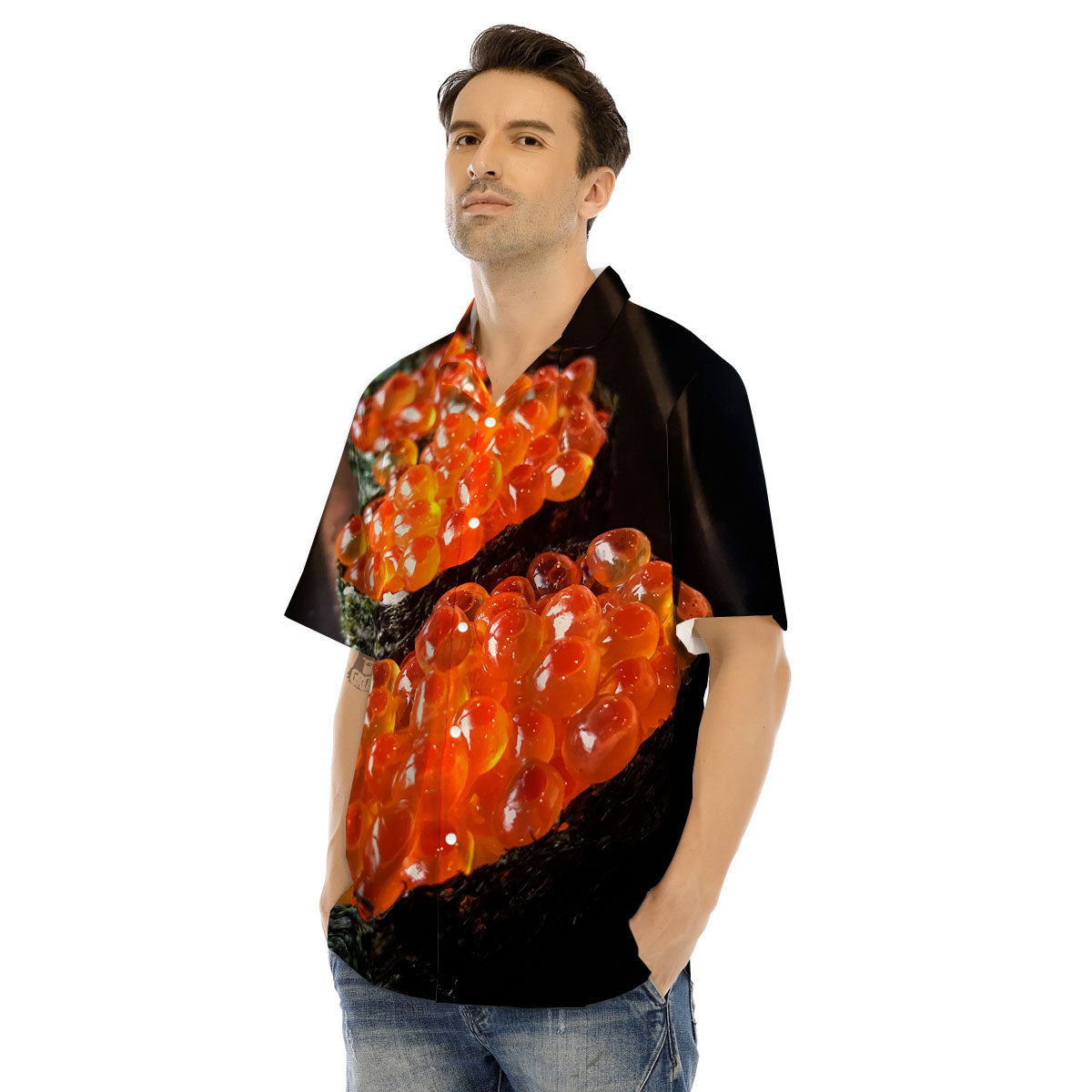 Salmon Roe Sushi Print Men's Hawaiian Shirt-grizzshop