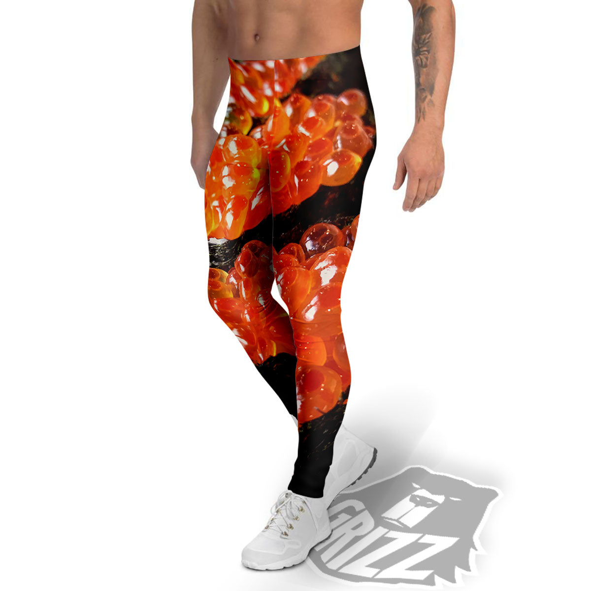 Salmon Roe Sushi Print Men's Leggings-grizzshop