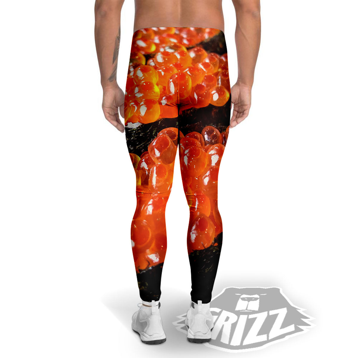 Salmon Roe Sushi Print Men's Leggings-grizzshop