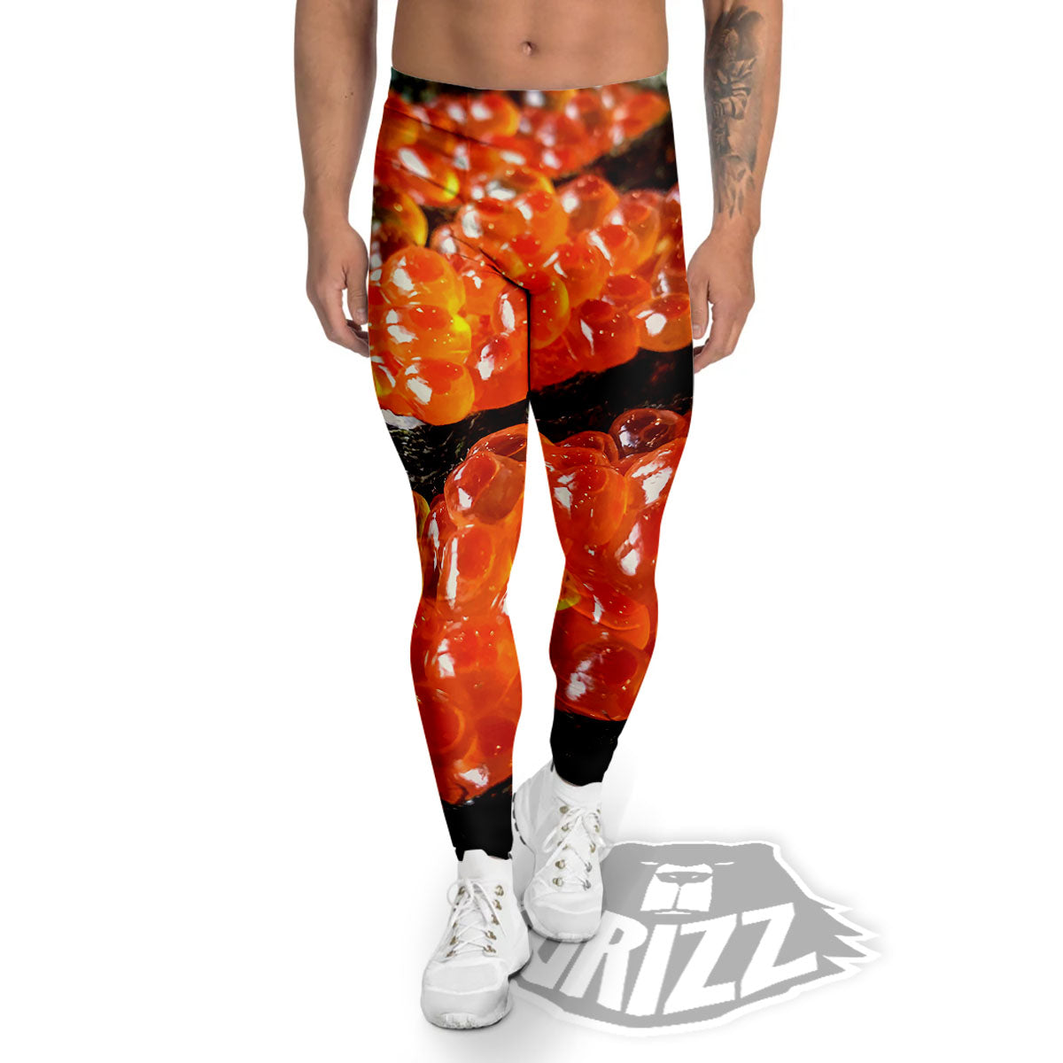 Salmon Roe Sushi Print Men's Leggings-grizzshop