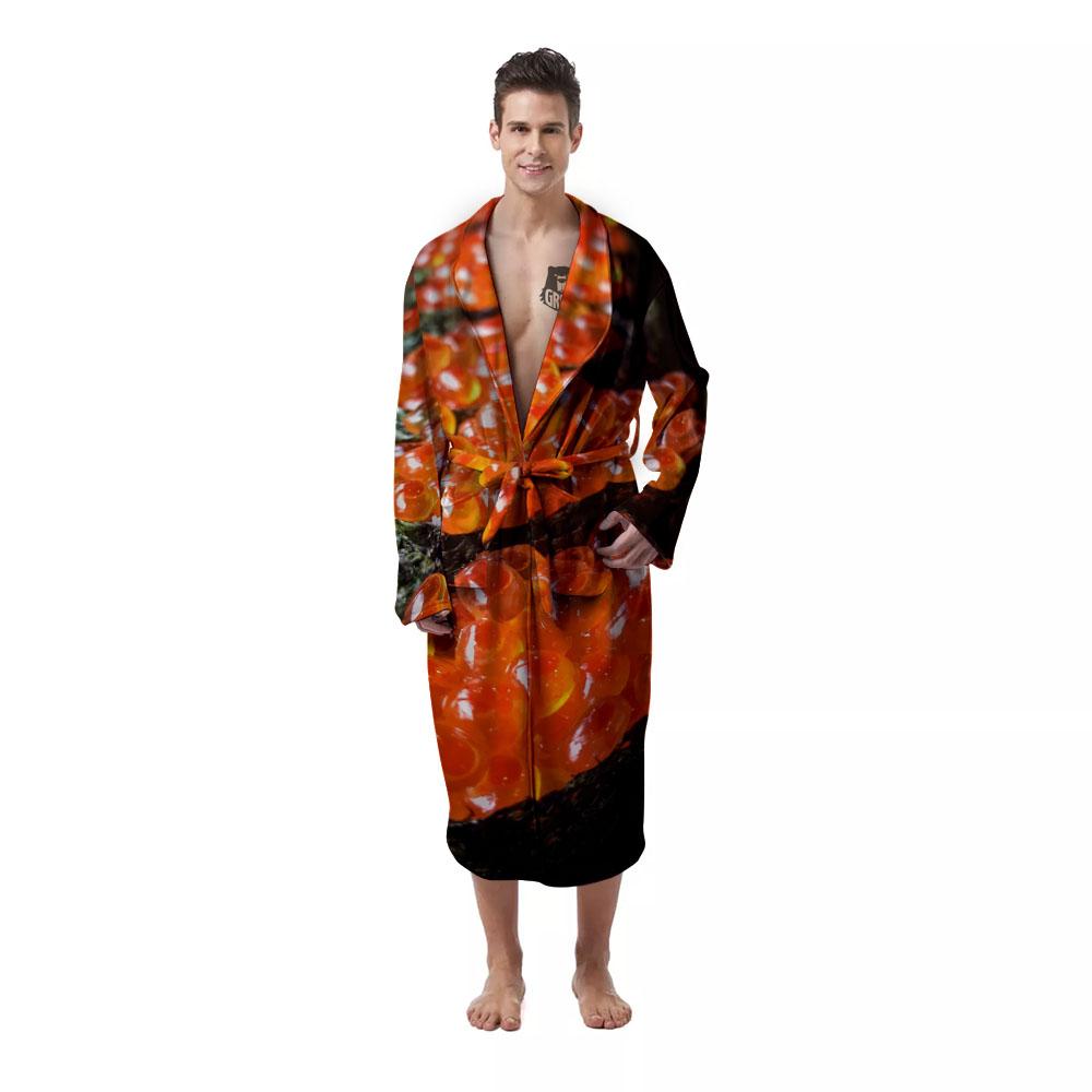 Salmon Roe Sushi Print Men's Robe-grizzshop