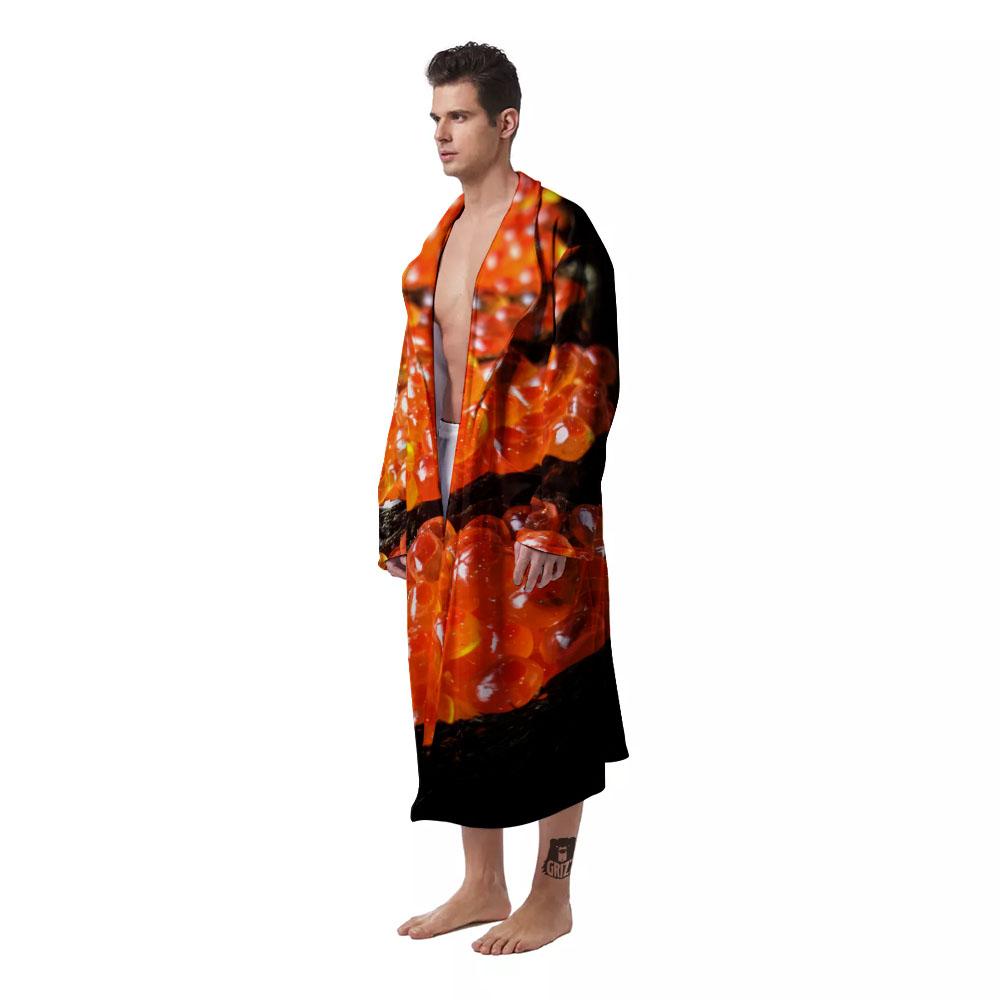 Salmon Roe Sushi Print Men's Robe-grizzshop