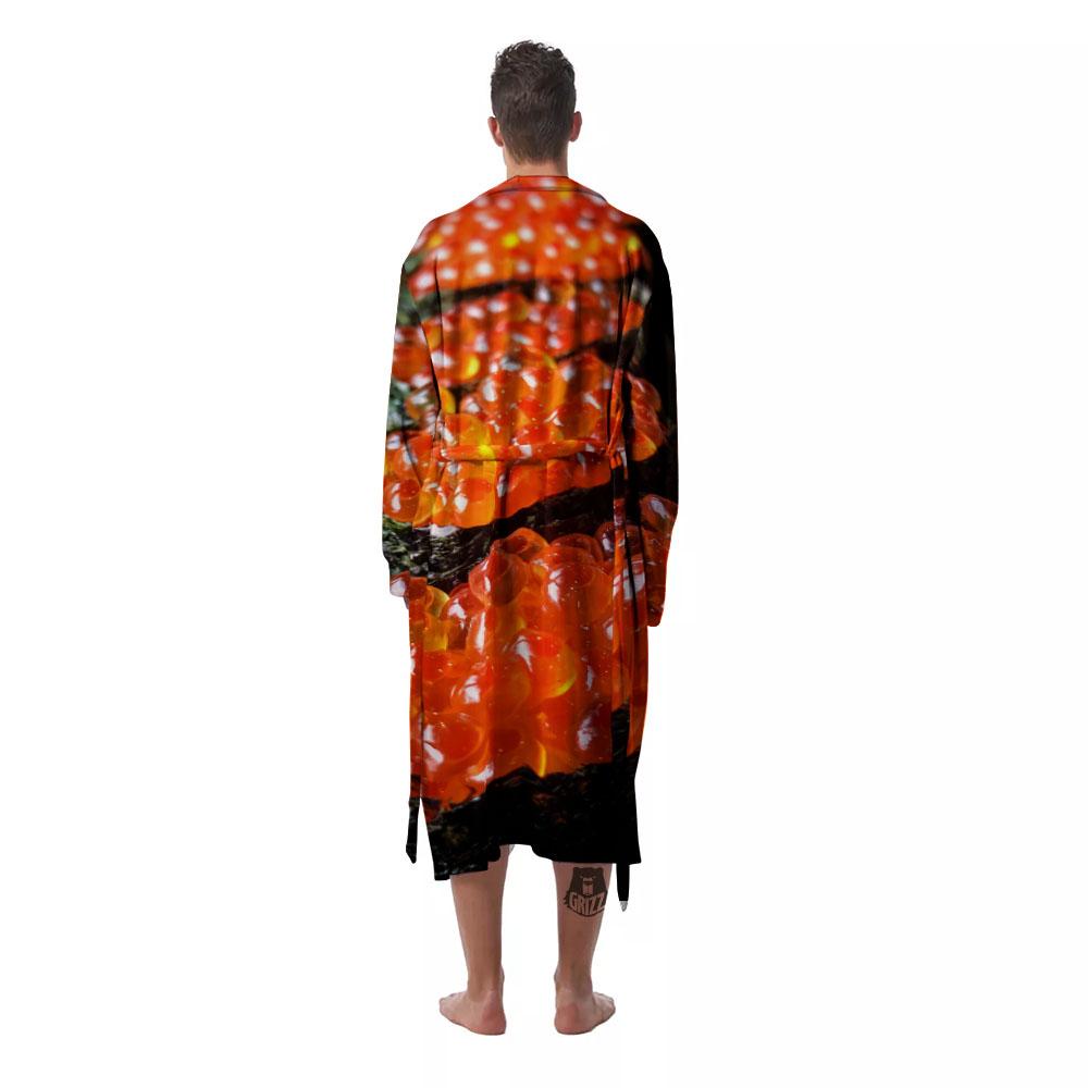 Salmon Roe Sushi Print Men's Robe-grizzshop