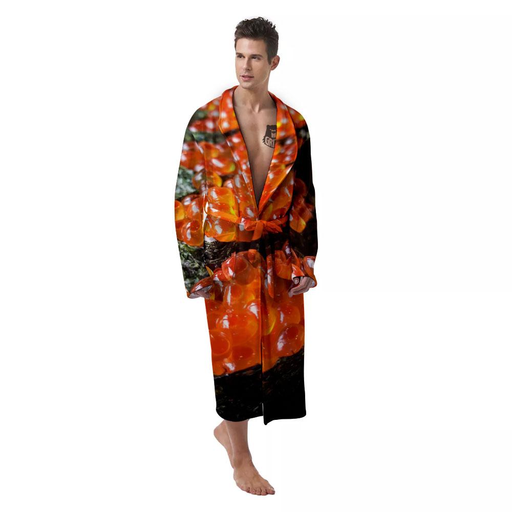 Salmon Roe Sushi Print Men's Robe-grizzshop